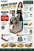 KONBRIT KBDM-120 MAX Automatic Food Forming Machine 500-8000 pcs/h
