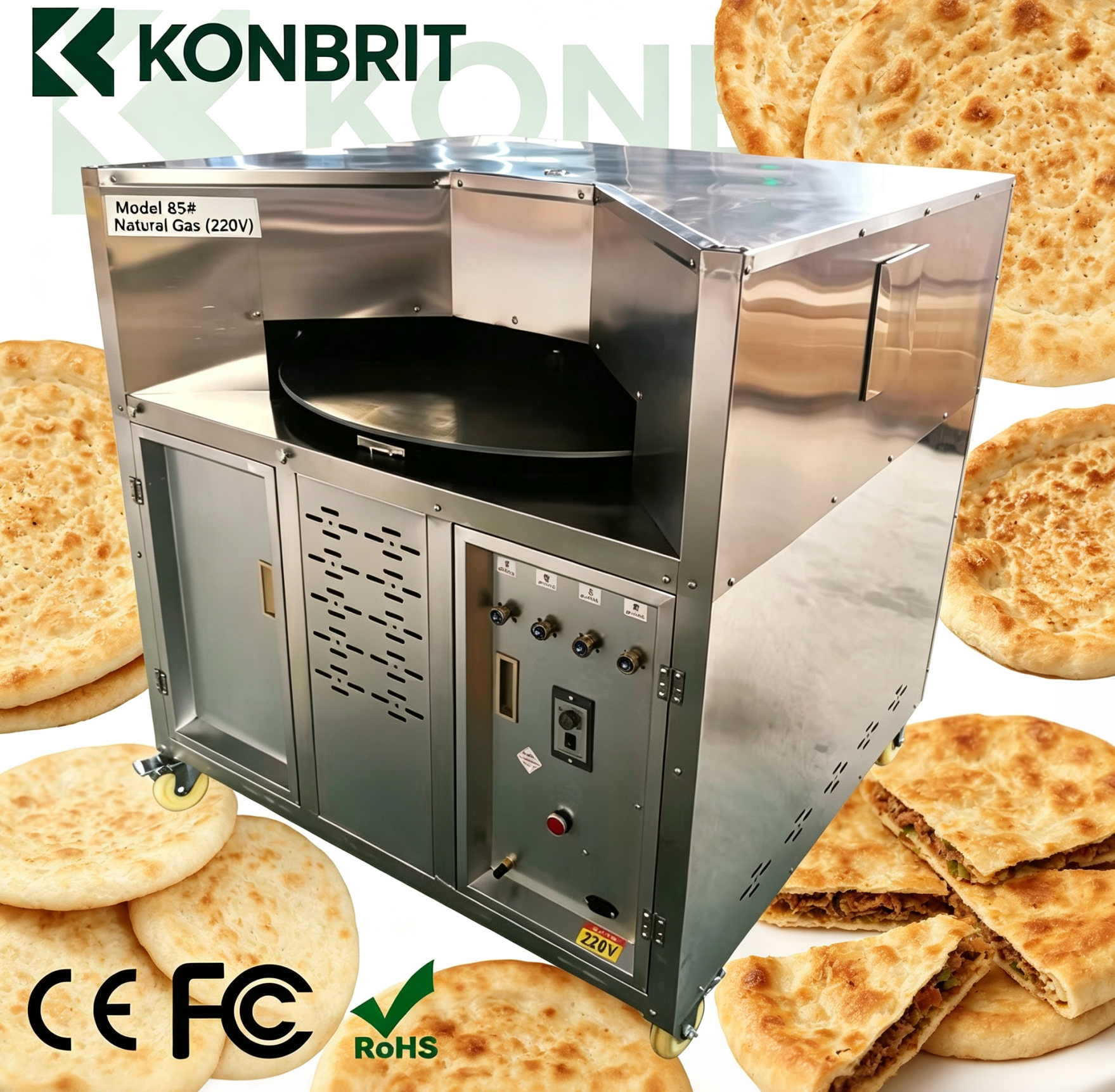 KONBRIT Model 85 natural gas roti chapati pita flatbread oven machine