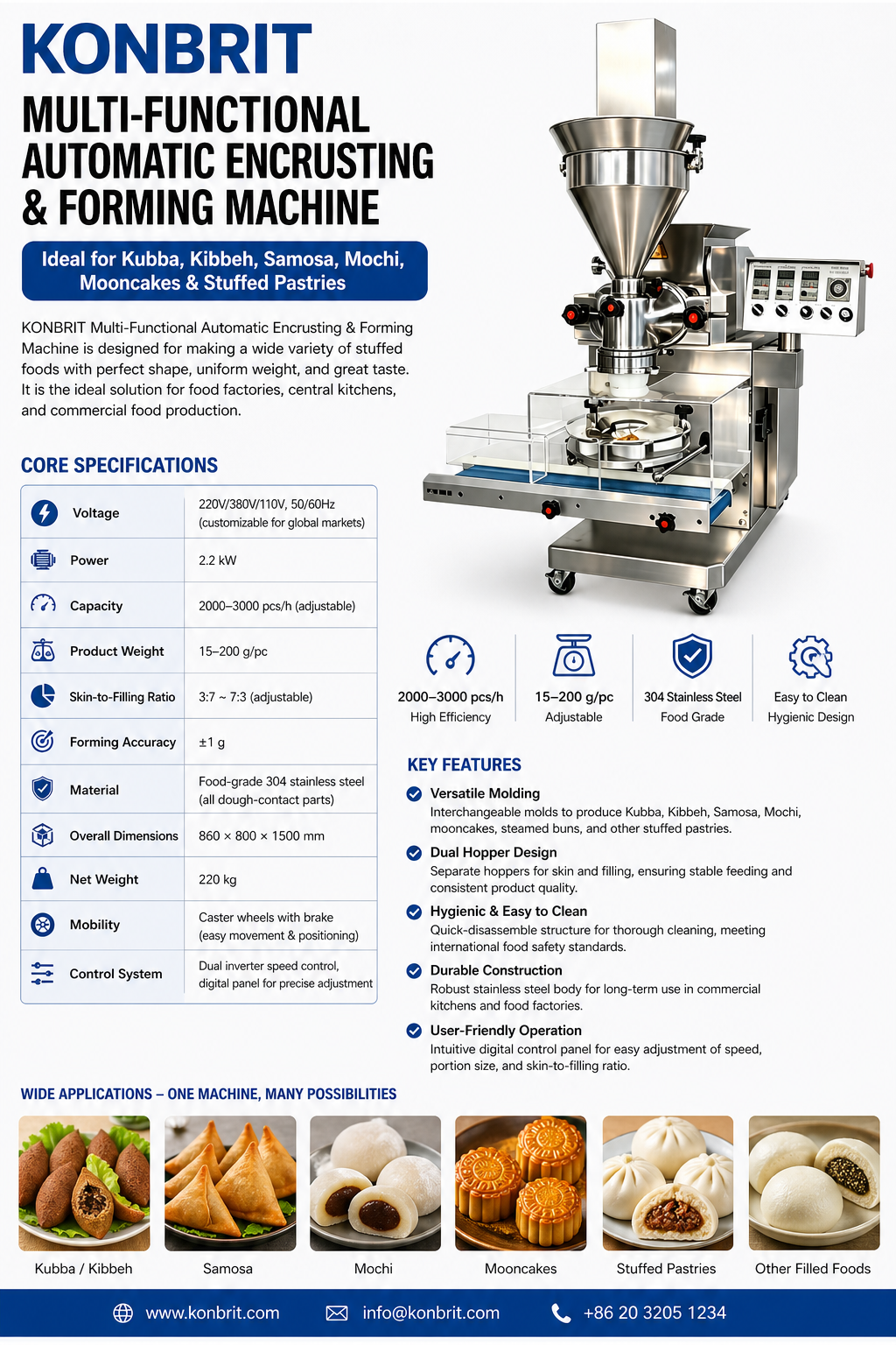 KONBRIT Professional Multi-functional Encrusting Machine - Industrial Grade Kubba & Mochi Maker