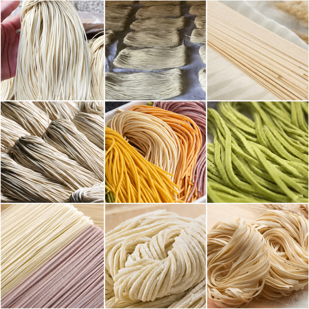Fresh noodles ramen udon pasta application display