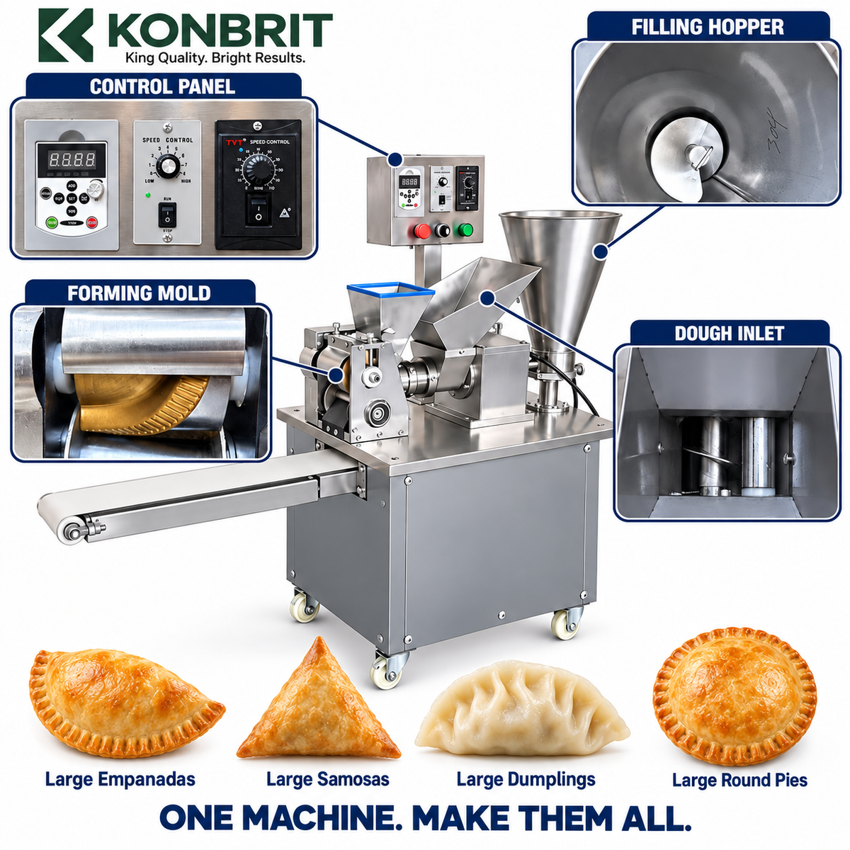 KONBRIT KBDM-120 MAX Automatic Dumpling & Food Forming Machine | 500-8,000 pcs/h