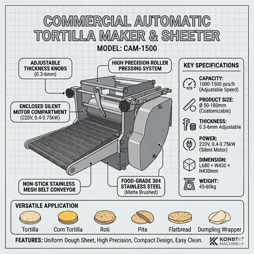 Commercial Automatic Corn Tortilla Making Machine | KONBRIT