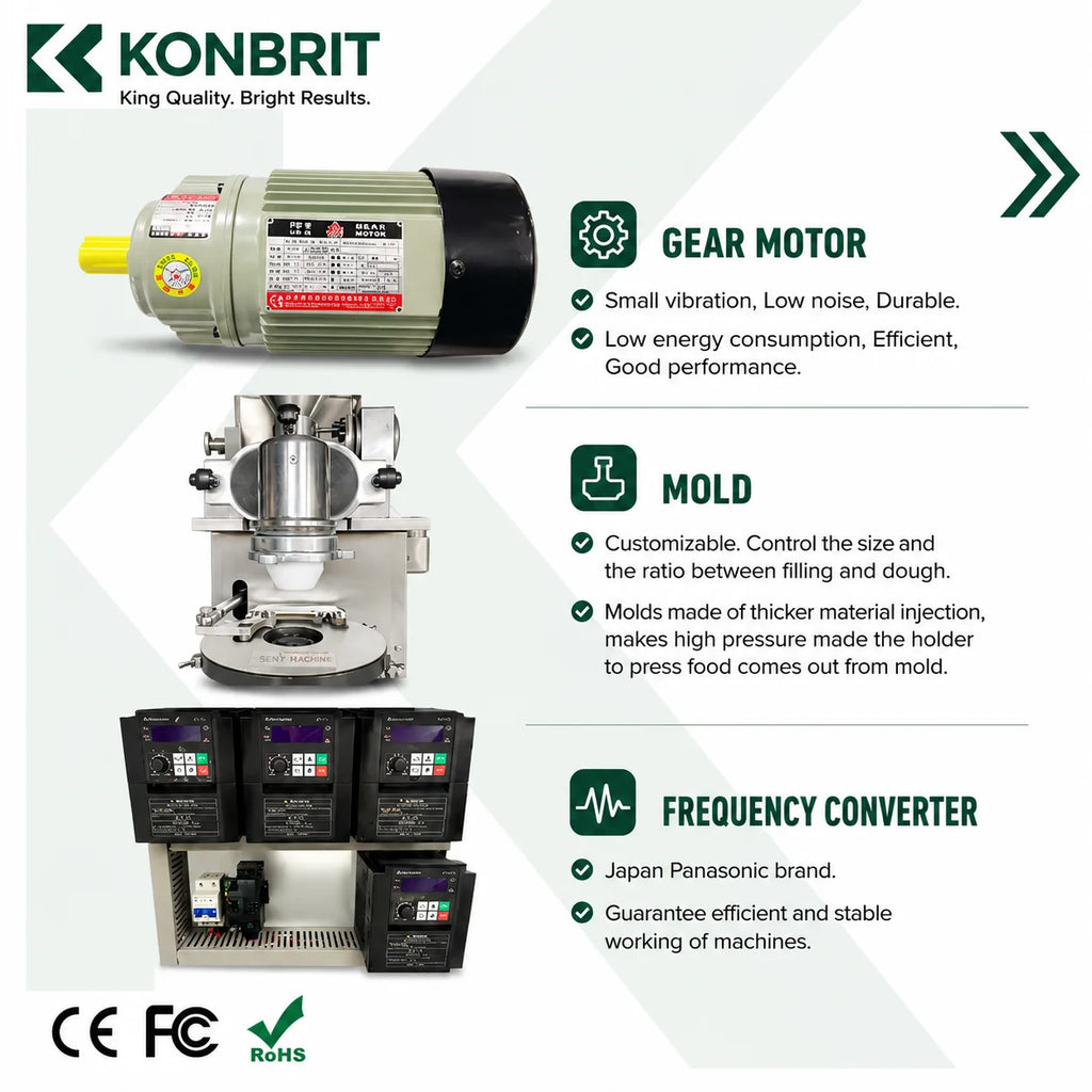 KONBRIT KBKUBA-201 Automatic Encrusting Machine - Industrial Food Former for Kubba, Mochi & Maamoul