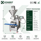 KONBRIT KBKUBA-201 Automatic Encrusting Machine - Industrial Food Former for Kubba, Mochi & Maamoul