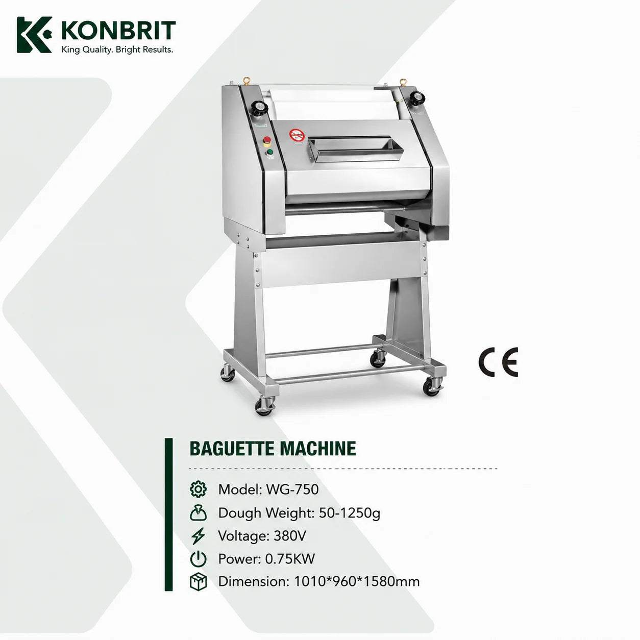 KONBRIT Industrial French Bread Baguette Shaper Machine - WG-750 Automatic Moulder