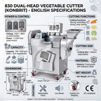 KONBRIT YQC830 Industrial Double-Head Vegetable Cutter | Multi-Function Dual-Inverter