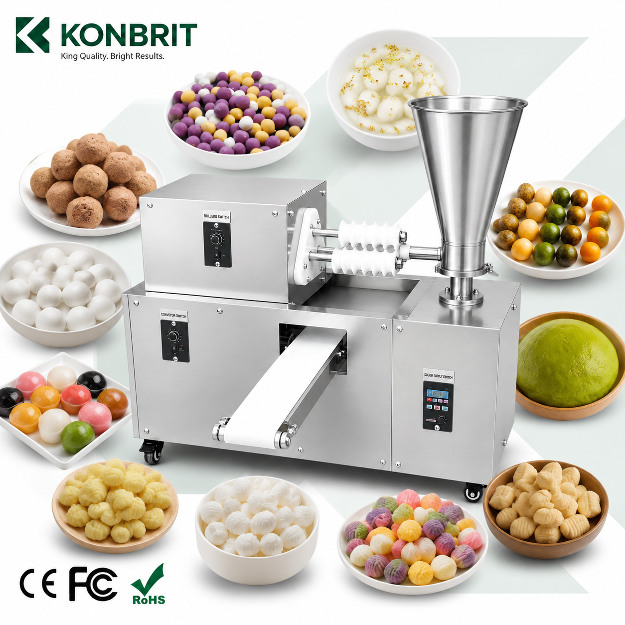 KONBRIT Automatic Spiral Dough Rounding Machine for Bun, Bread & Tangyuan