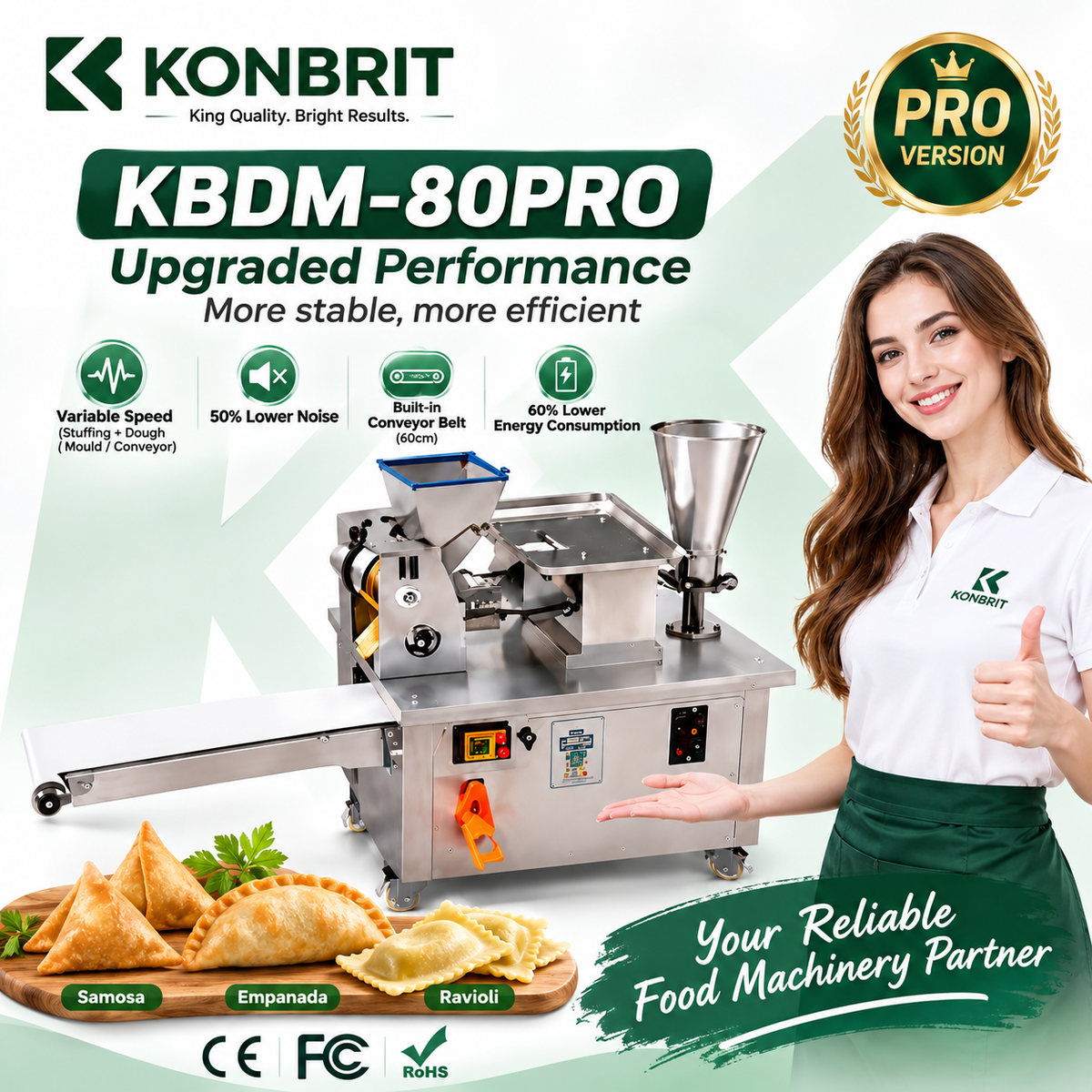 KONBRIT KBDM-80 PRO Dual-Frequency Food Forming Machine | For Restaurants & Growing Businesses