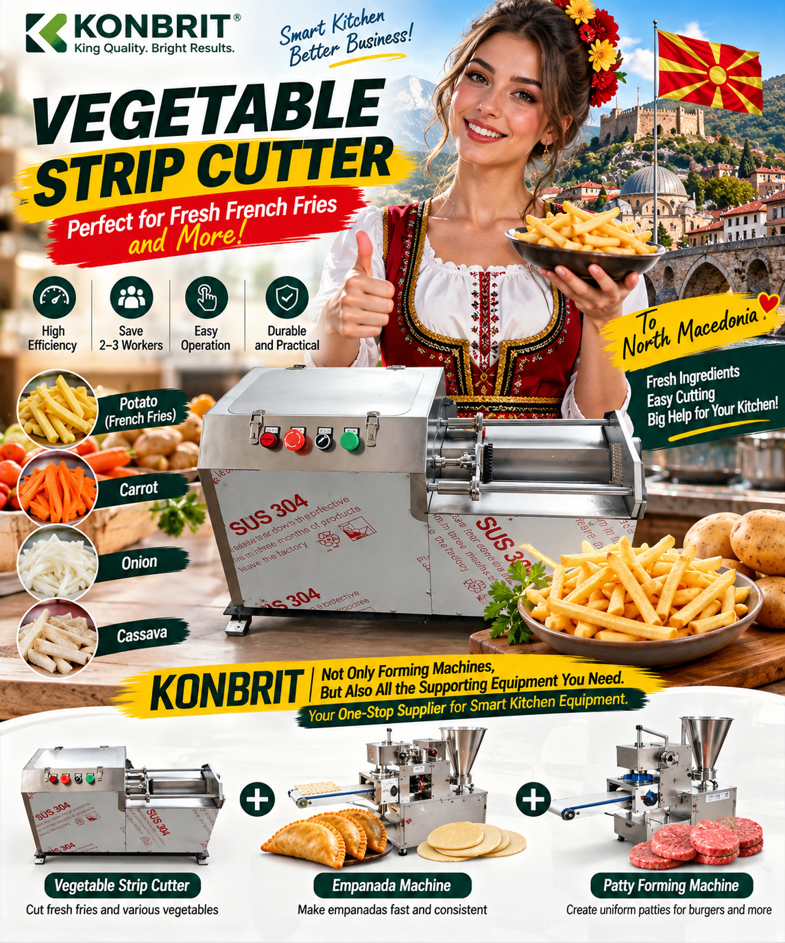 KONBRIT KBVC-108 commercial potato and vegetable strip cutter