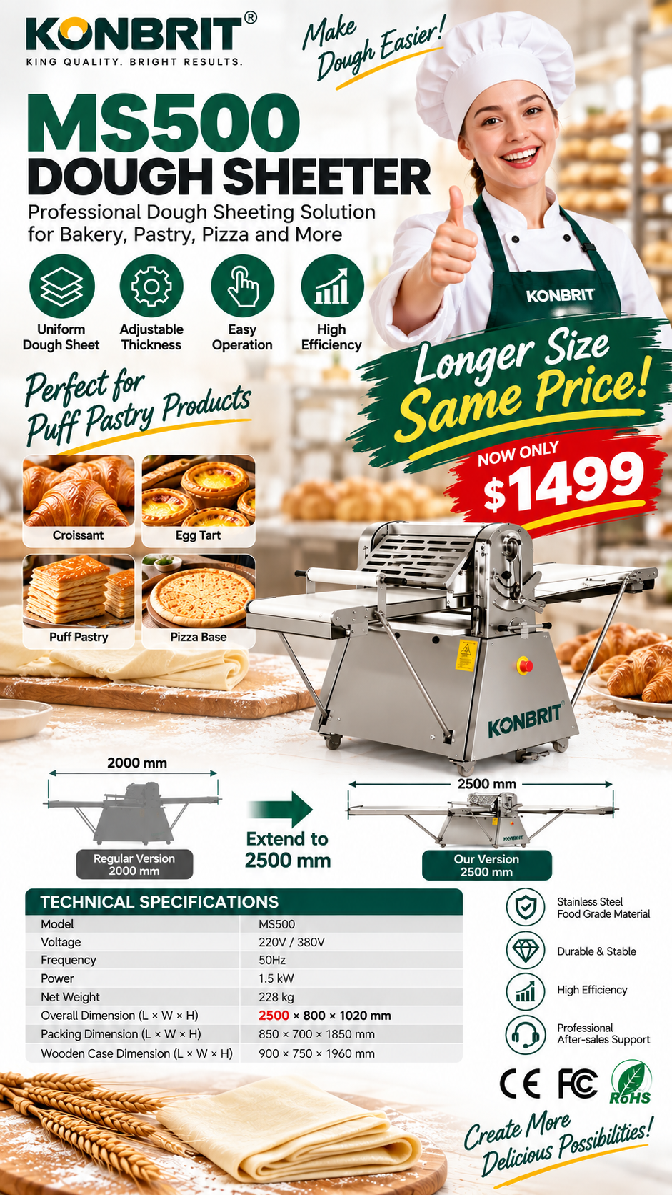 KONBRIT MS500 dough sheeter product poster